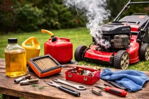How to fix lawn mower smoking