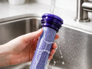 Rinsing a Dyson vacuum filter